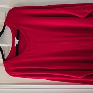 LIZ CLAIBORNE WOMEN'S PLUS SIZE RED CREWNECK LONG SLEEVES TOP SIZE 3X